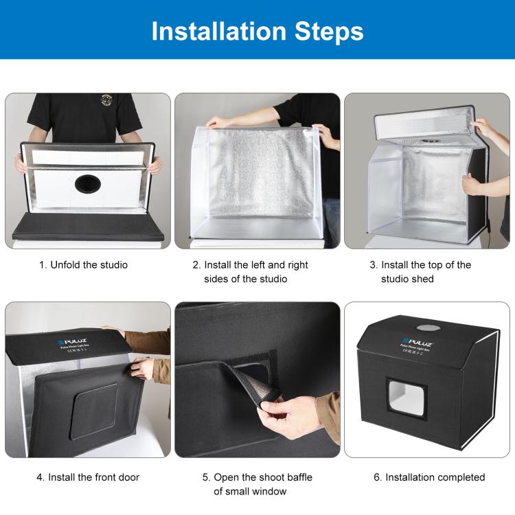 PULUZ Photo Studio Light Box Portable 60 x 40cm Cuboid Photography Studio Tent Kit with 4 Color Backdrops (US Plug) by PULUZ