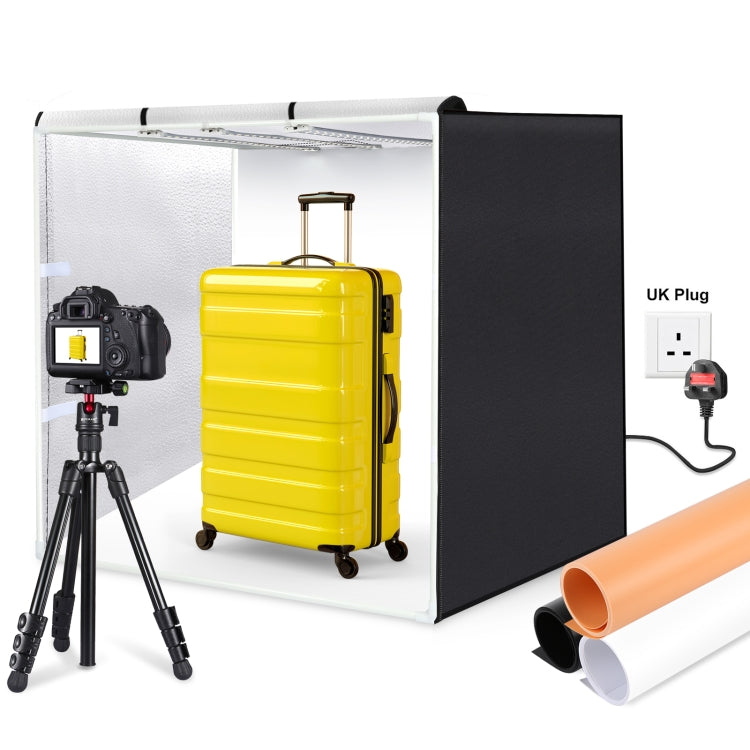 PULUZ 80cm Folding Portable 90W 14000LM High CRI White Light Photo Lighting Studio Shooting Tent Box Kit with 3 Colors Black, White, Orange Backdrops (UK Plug) -  by PULUZ | Online Shopping UK | buy2fix