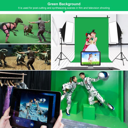 PULUZ 1x2m T-Shape Photo Studio Background Support Stand Backdrop Crossbar Bracket Kit with Clips(Green) by PULUZ