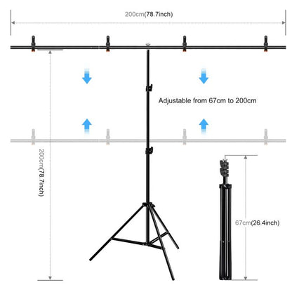PULUZ 2x2m T-Shape Photo Studio Background Support Stand Backdrop Crossbar Bracket Kit with Clips(Green) by PULUZ