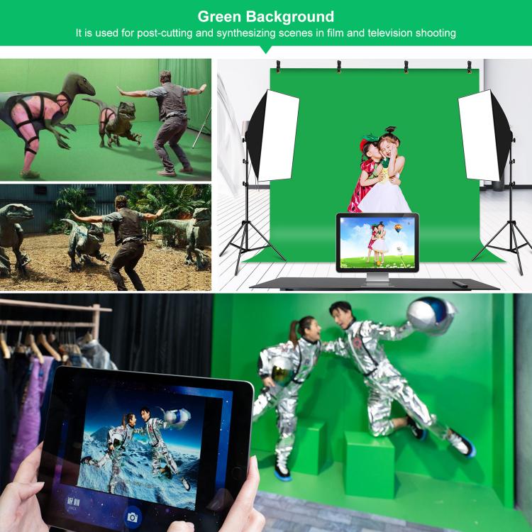 PULUZ 2x2m T-Shape Photo Studio Background Support Stand Backdrop Crossbar Bracket Kit with Clips(Green) by PULUZ