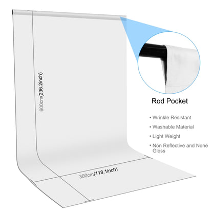 PULUZ 3m x 6m Photography Background Thickness Photo Studio Background Cloth Backdrop (White) - Solid Color by PULUZ | Online Shopping UK | buy2fix