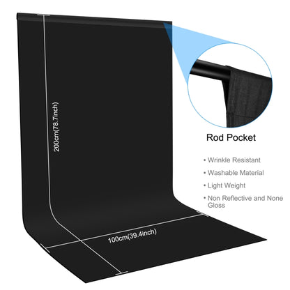 PULUZ 1m x 2m Photography Background Thickness Photo Studio Background Cloth Backdrop (Black) - Solid Color by PULUZ | Online Shopping UK | buy2fix
