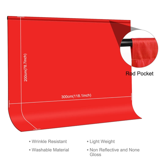 PULUZ 3m x 2m Photography Background Thickness Photo Studio Background Cloth Backdrop(Red) by PULUZ
