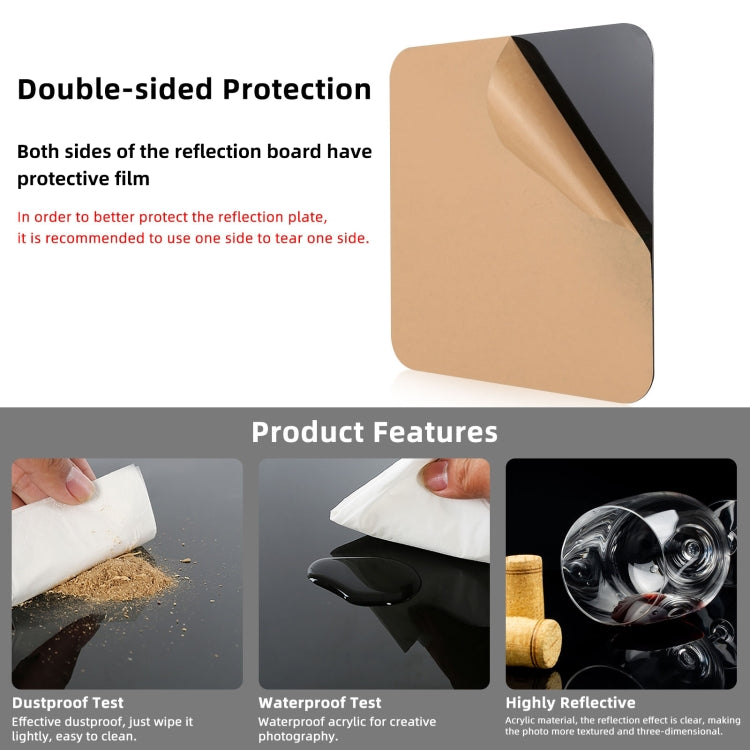 PULUZ 29cm Photography Acrylic Reflective Display Table Background Board(Black) by PULUZ