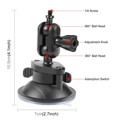 PULUZ 1/4 inch Magic Arm Suction Cup Mount (Black) by PULUZ