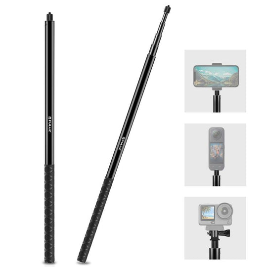 PULUZ 3m Metal Selfie Stick Monopod  for Insta360 One RS / X2 / X3 / X4 / DJI Osmo 360 (Black)