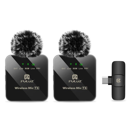 PULUZ Wireless Lavalier Microphone for Type-C Phone, Type-C Receiver and Dual Microphones (Black) by PULUZ