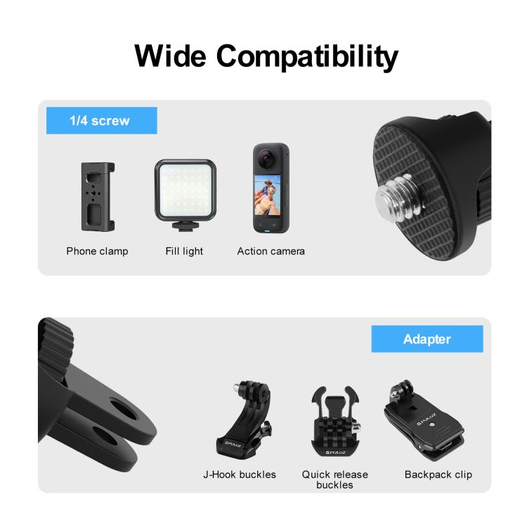 PULUZ 1/4 inch Screw Adjustable ABS Action Camera Tripod Adapter (Black) by PULUZ