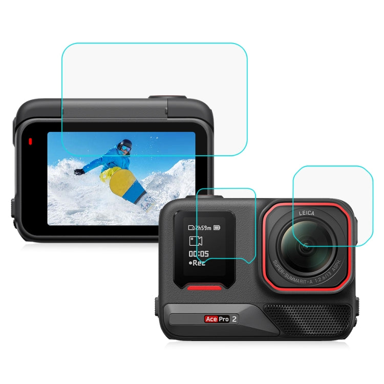 For Insta360 Ace Pro 2 PULUZ 3 in 1 Rear & Front  Screen and Lens Tempered Glass Film (Transparent) - Protective Film & Stickers by PULUZ | Online Shopping UK | buy2fix