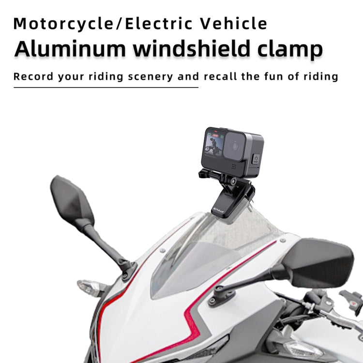 PULUZ Motorcycle Windshield Clip Bracket Camera Mount (Black) - Bicycle Handlebar Mount by PULUZ | Online Shopping UK | buy2fix