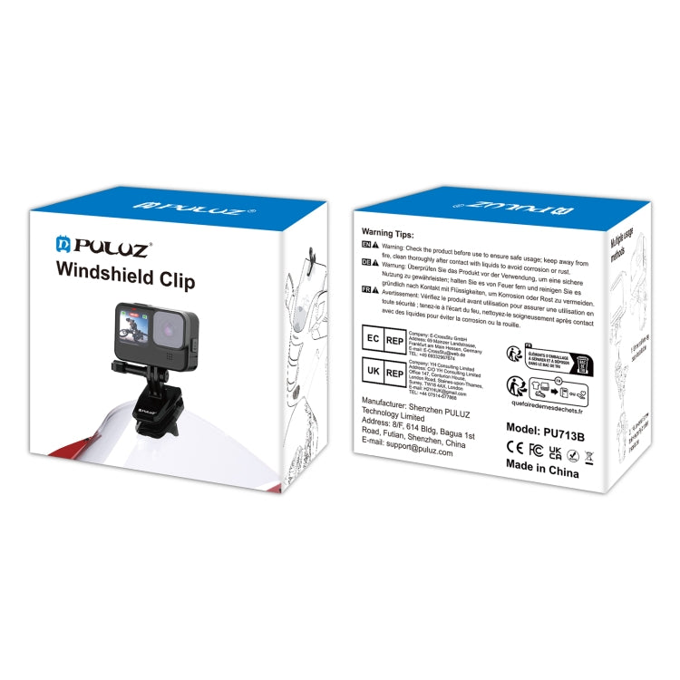 PULUZ Motorcycle Windshield Clip Bracket Camera Mount (Black) - Bicycle Handlebar Mount by PULUZ | Online Shopping UK | buy2fix