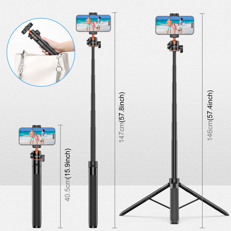 PULUZ 1.4m Phone Selfie Stick Tripod Vlog Live Streaming Holder with Phone Clip (Black) - Holder by PULUZ | Online Shopping UK | buy2fix