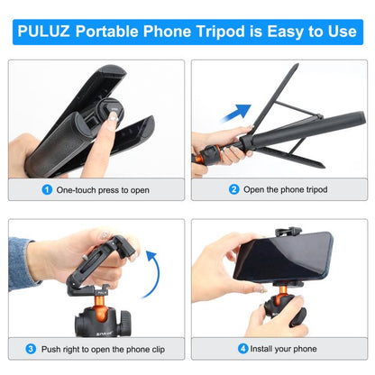 PULUZ 1.4m Phone Selfie Stick Tripod Vlog Live Streaming Holder with Phone Clip (Black) - Holder by PULUZ | Online Shopping UK | buy2fix