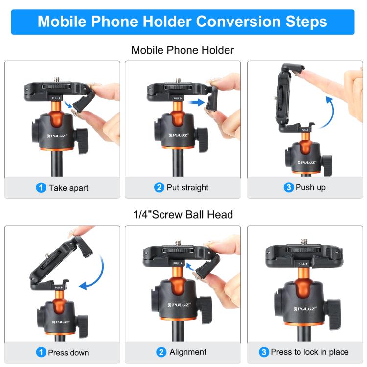 PULUZ 1.4m Phone Selfie Stick Tripod Vlog Live Streaming Holder with Phone Clip (Black) - Holder by PULUZ | Online Shopping UK | buy2fix