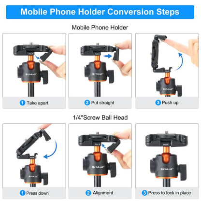 PULUZ 1.4m Phone Selfie Stick Tripod Vlog Live Streaming Holder with Phone Clip (Black) - Holder by PULUZ | Online Shopping UK | buy2fix