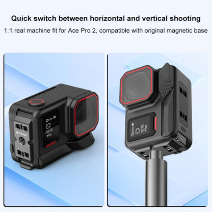 PULUZ ACE / AC Aluminum Alloy Vertical Shooting Magnetic Quick-release Battery Side Interface Cover for Insta360 Ace Pro 2 (Black) - Others by PULUZ | Online Shopping UK | buy2fix