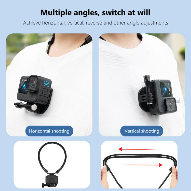 PULUZ Action Camera Magnetic Neck Mount Holder Vlog POV Neck Strap (Black) - Mount & Holder by PULUZ | Online Shopping UK | buy2fix