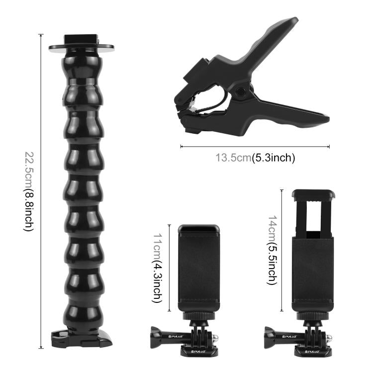PULUZ Action Sports Cameras Jaws Flex Clamp Mount with Phone Clamp (Black) - Holder by PULUZ | Online Shopping UK | buy2fix