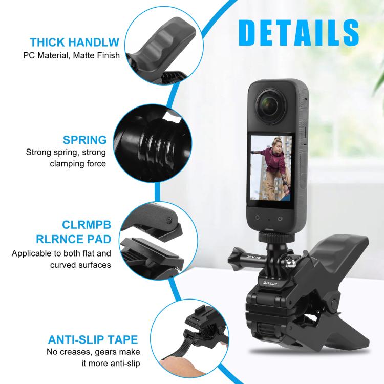 PULUZ Action Sports Cameras Jaws Flex Clamp Mount with Phone Clamp (Black) - Holder by PULUZ | Online Shopping UK | buy2fix