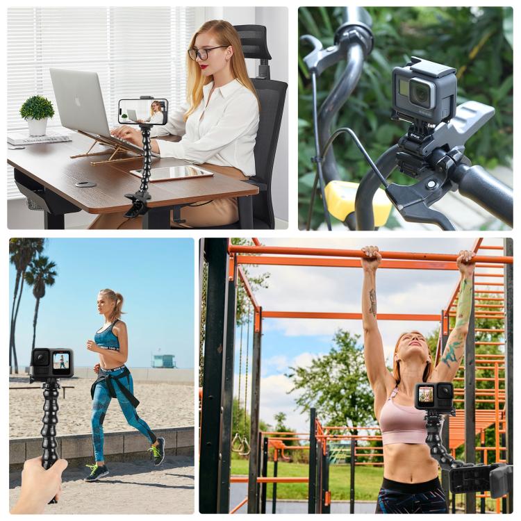 PULUZ Action Sports Cameras Jaws Flex Clamp Mount with Phone Clamp (Black) - Holder by PULUZ | Online Shopping UK | buy2fix