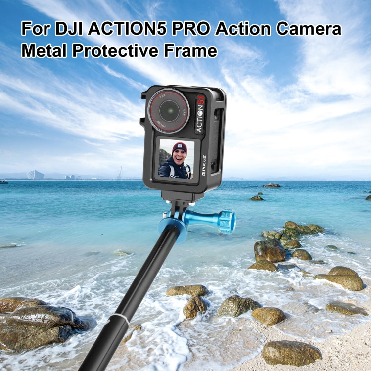 For DJI Osmo Action 5 Pro / 4 / 3 PULUZ Metal Cage Expansion Adapter Frame with Cold Shoe (Black) - Protection Frame by PULUZ | Online Shopping UK | buy2fix