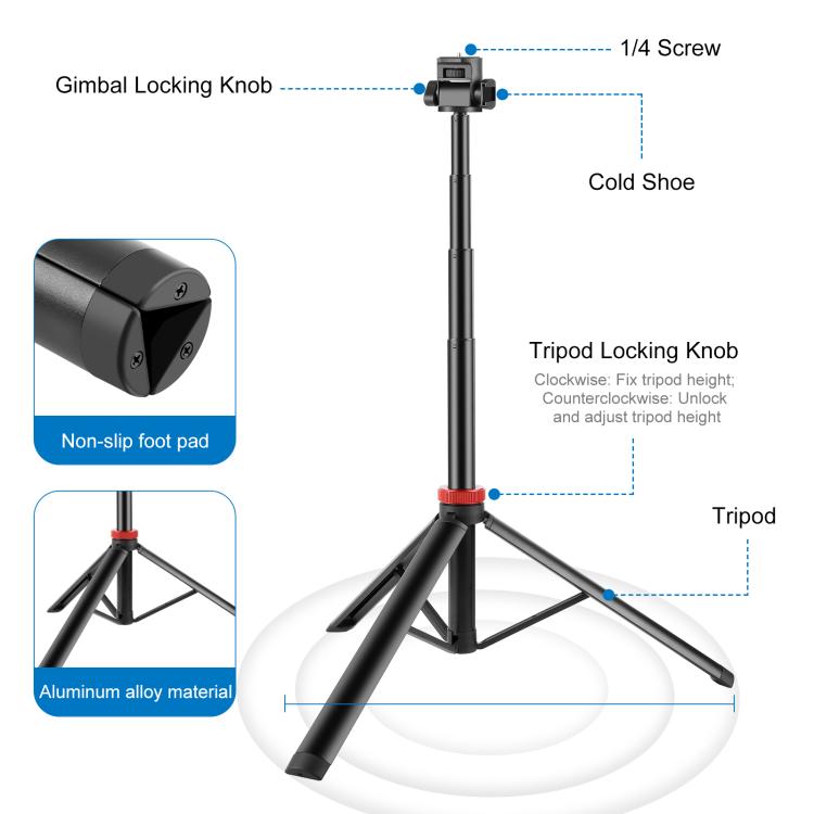 PULUZ 2m 8-section Aluminum Alloy Broadcast Fill Light Bracket Telescopic Tripod (Black) - Stand by PULUZ | Online Shopping UK | buy2fix