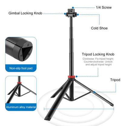 PULUZ 2m 8-section Aluminum Alloy Broadcast Fill Light Bracket Telescopic Tripod (Black) - Stand by PULUZ | Online Shopping UK | buy2fix