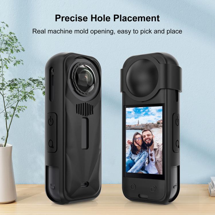 For Insta360 X5 PULUZ Silicone Protective Case with Lens Cover (Black) - Case & Bags by PULUZ | Online Shopping UK | buy2fix