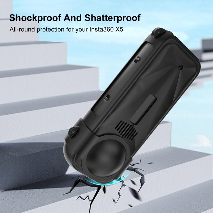 For Insta360 X5 PULUZ Silicone Protective Case with Lens Cover (Black) - Case & Bags by PULUZ | Online Shopping UK | buy2fix