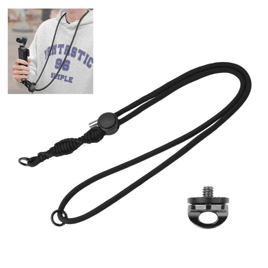 PULUZ Sports Camera Lanyard Long Adjustable Anti-lost Rope for DJI OSMO Pocket 4 / 3 / Insta360 X5 (Black)