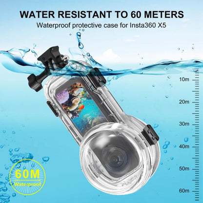 For Insta360 X5 PULUZ 60m Waterproof Sealed Diving Case (Transparent) - Case & Bags by PULUZ | Online Shopping UK | buy2fix