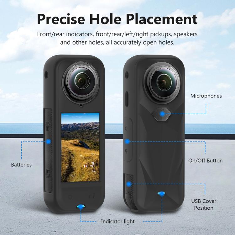For Insta360 X5 PULUZ Silicone Protective Case with Lens Cover (Black) - Case & Bags by PULUZ | Online Shopping UK | buy2fix