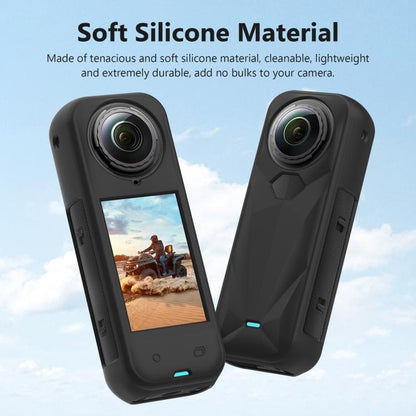 For Insta360 X5 PULUZ Silicone Protective Case with Lens Cover (Black) - Case & Bags by PULUZ | Online Shopping UK | buy2fix