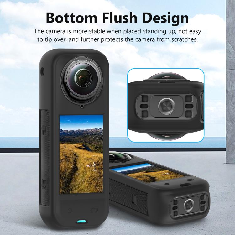 For Insta360 X5 PULUZ Silicone Protective Case with Lens Cover (Black) - Case & Bags by PULUZ | Online Shopping UK | buy2fix