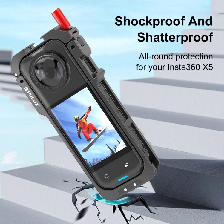 For Insta360 X5 PULUZ Metal Protective Cage Rig Housing Frame with Lens Cover (Black) - Mount & Holder by PULUZ | Online Shopping UK | buy2fix