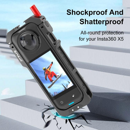 For Insta360 X5 PULUZ Metal Protective Cage Rig Housing Frame with Lens Cover (Black) - Mount & Holder by PULUZ | Online Shopping UK | buy2fix