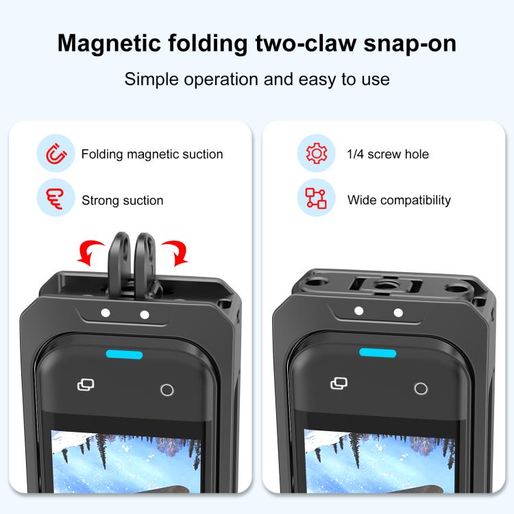 For Insta360 X5 PULUZ Metal Protective Cage Rig Housing Frame with Lens Cover (Black) - Mount & Holder by PULUZ | Online Shopping UK | buy2fix