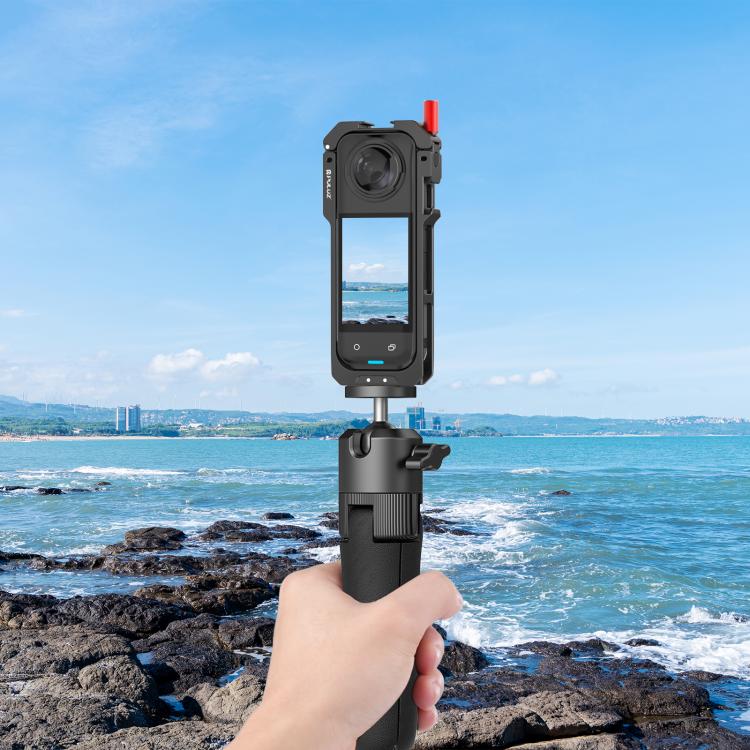 For Insta360 X5 PULUZ Metal Protective Cage Rig Housing Frame with Lens Cover (Black) - Mount & Holder by PULUZ | Online Shopping UK | buy2fix