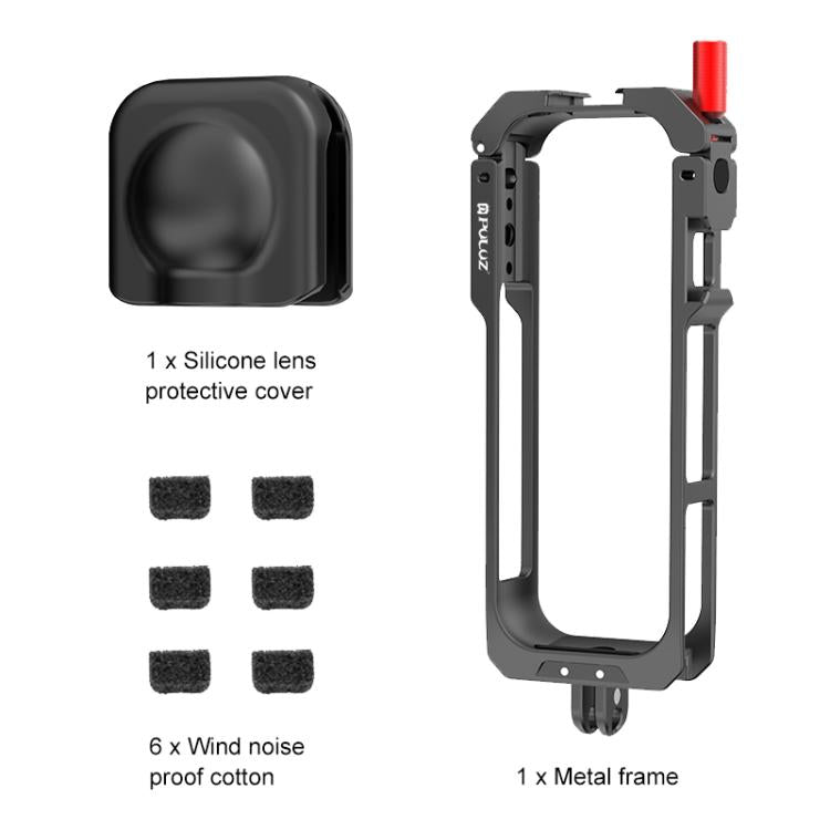 For Insta360 X5 PULUZ Metal Protective Cage Rig Housing Frame with Lens Cover (Black) - Mount & Holder by PULUZ | Online Shopping UK | buy2fix
