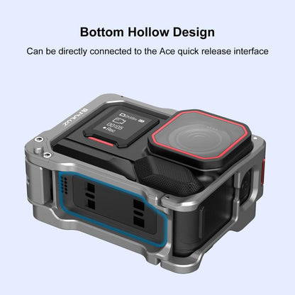 For Insta360 Ace Pro 2 PULUZ Aluminum Alloy Protective Cage Rig Dual Cold Shoe Housing Frame (Silver) - Mount & Holder by PULUZ | Online Shopping UK | buy2fix