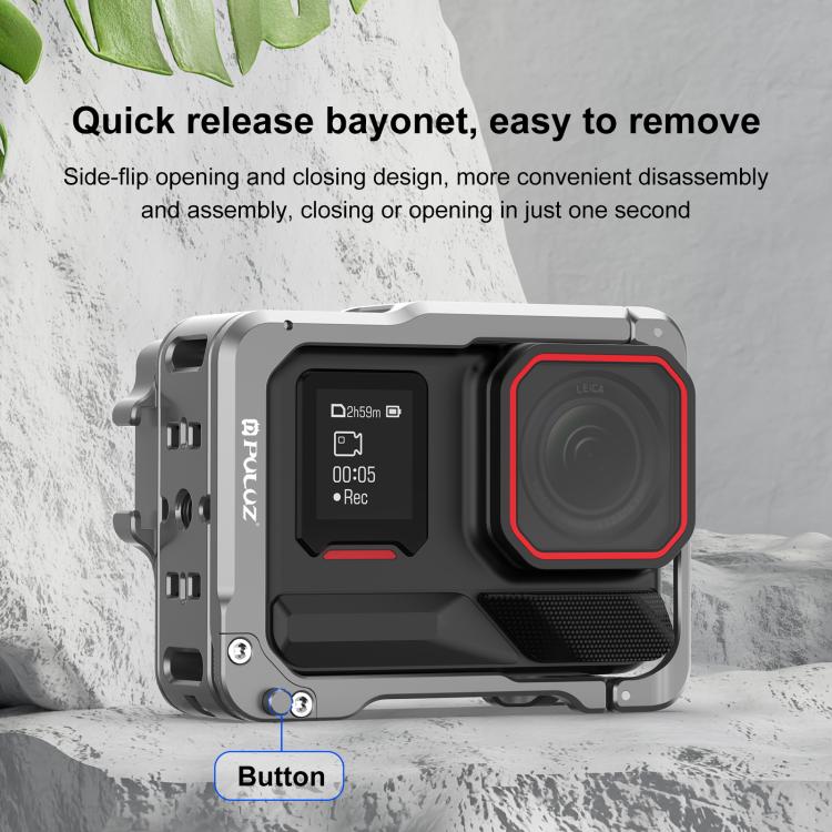 For Insta360 Ace Pro 2 PULUZ Aluminum Alloy Protective Cage Rig Dual Cold Shoe Housing Frame (Silver) - Mount & Holder by PULUZ | Online Shopping UK | buy2fix