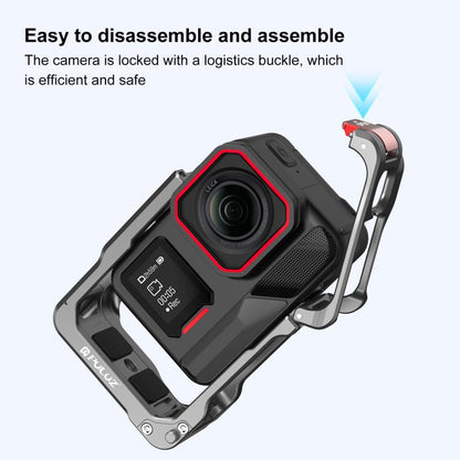 For Insta360 Ace Pro 2 PULUZ Aluminum Alloy Protective Cage Rig Dual Cold Shoe Housing Frame (Silver) - Mount & Holder by PULUZ | Online Shopping UK | buy2fix