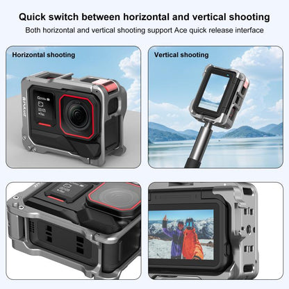 For Insta360 Ace Pro 2 PULUZ Aluminum Alloy Protective Cage Rig Dual Cold Shoe Housing Frame (Silver) - Mount & Holder by PULUZ | Online Shopping UK | buy2fix