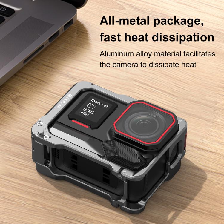 For Insta360 Ace Pro 2 PULUZ Aluminum Alloy Protective Cage Rig Dual Cold Shoe Housing Frame (Silver) - Mount & Holder by PULUZ | Online Shopping UK | buy2fix