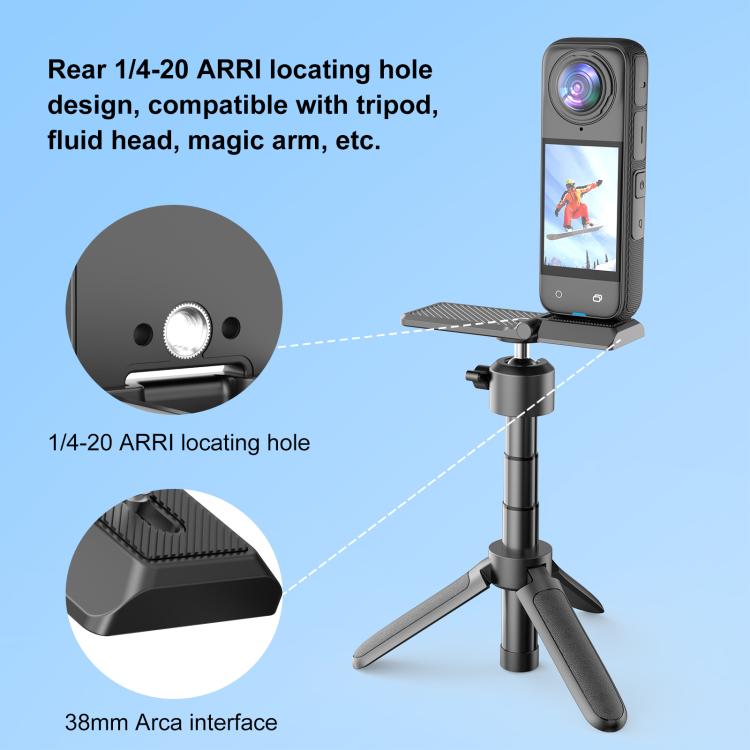 PULUZ Folding Magnetic Mount Base L Bracket For Insta360 X4 / X5 / DJI Pocket 3 (Black) - Mount & Holder by PULUZ | Online Shopping UK | buy2fix