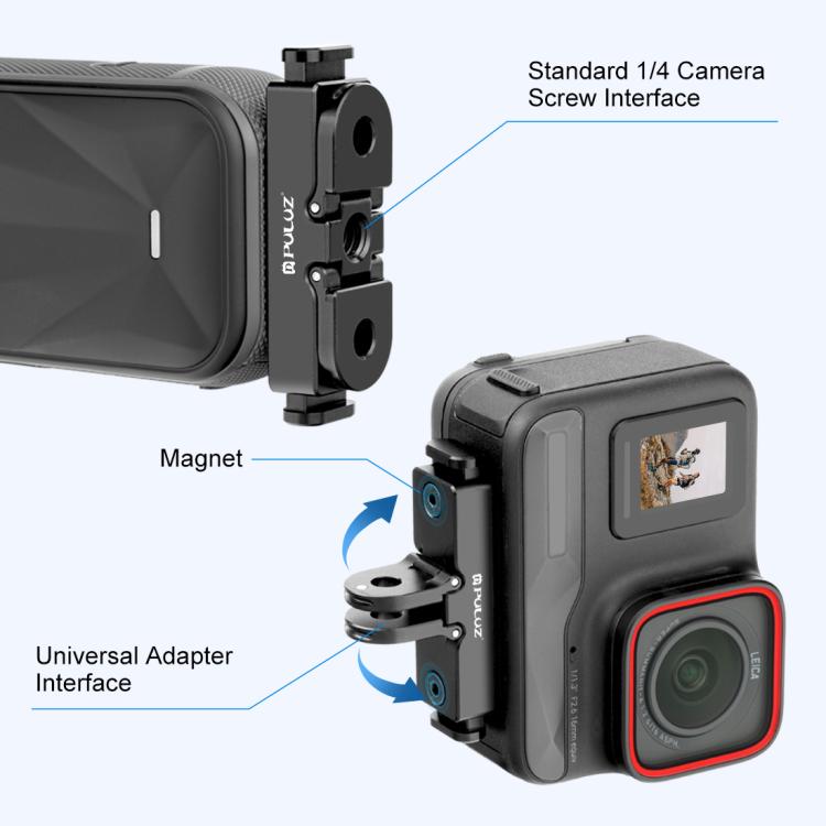 For Insta360 X5 / Ace Pro / Pro 2 PULUZ Aviation Aluminum Quick Release Base Adapter Bracket (Black) - Mount & Holder by PULUZ | Online Shopping UK | buy2fix