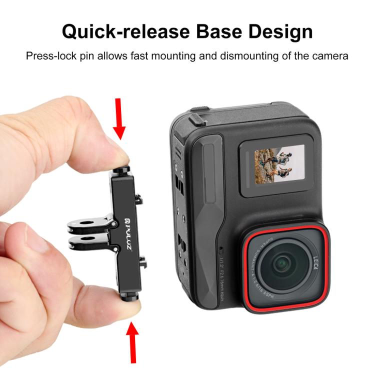 For Insta360 X5 / Ace Pro / Pro 2 PULUZ Aviation Aluminum Quick Release Base Adapter Bracket (Black) - Mount & Holder by PULUZ | Online Shopping UK | buy2fix