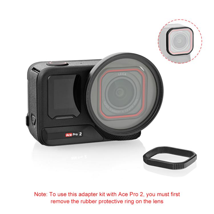 For Insta360 Ace Pro 2 PULUZ 52mm UV Lens Filter Adapter Ring with Lens Cover (Black) - Len Accessories by PULUZ | Online Shopping UK | buy2fix