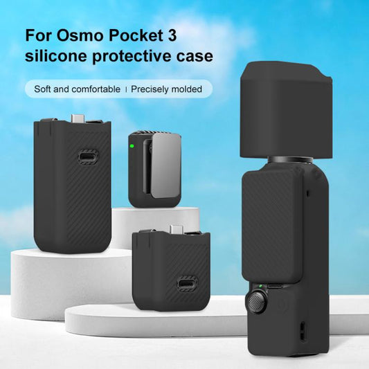 For DJI OSMO Pocket 3 PULUZ 6 in 1 Body Lens Handle Screen Mic Silicone TPU Cover (Black) - Case & Bags by PULUZ | Online Shopping UK | buy2fix
